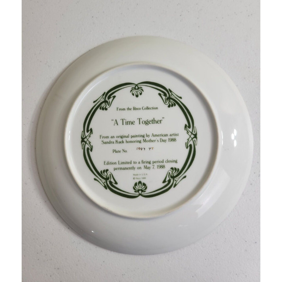 Vintage Reco 1988 "A Time Together" by Sandra Kuck Collectible Plate 9" #1947TT - Picture 2 of 9